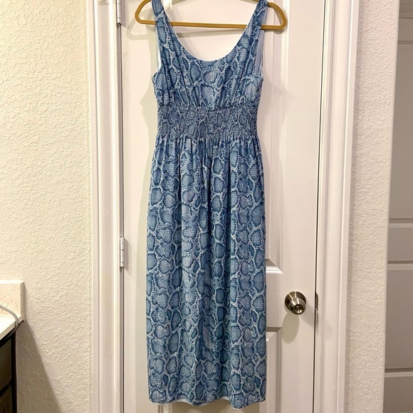 Acrobat - Blue Python Print Sleeveless Midi Dress - M - Picture 5 of 10